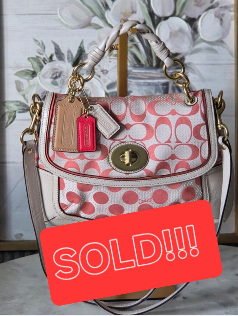 Rare Coach Poppy Signature C-Dot 2-Way Limited Edition Bag